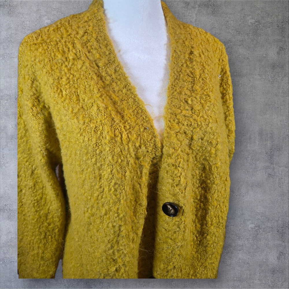 Isabel Maternity Mustard Yellow Boucle Knit Longline Cardigan Sweater Small